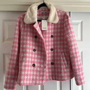NWT Pink houndstooth coat